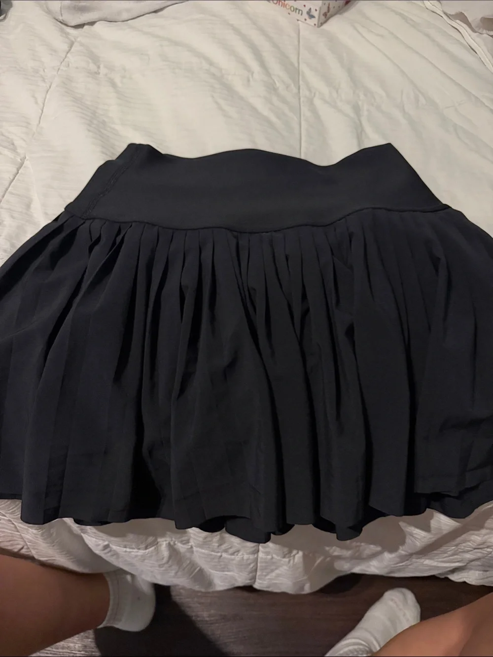 ALO Yoga Black Pleated Skater Skirt